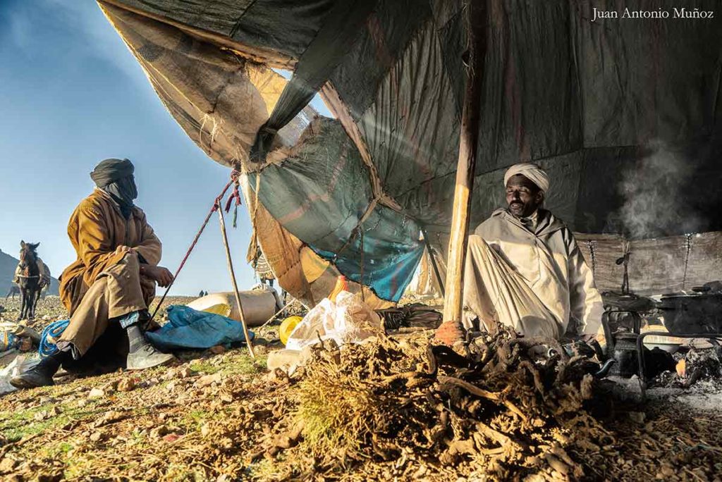 Té en moussem Imilchil. Marruecos